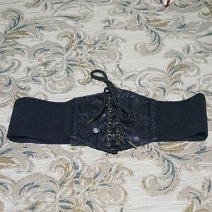Elegant Black Lace-Up Waist Belt